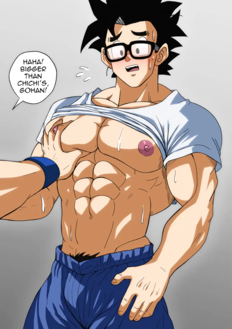 Goku evaluates his son's chest