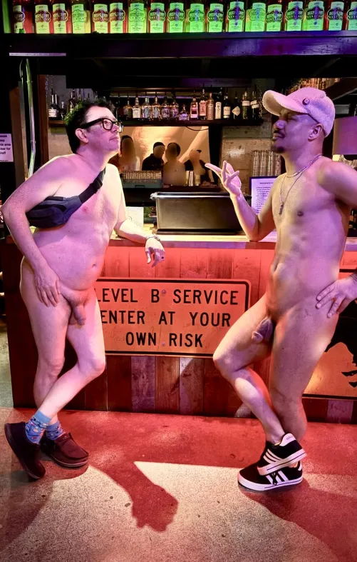 Had fun with a friend at an underwear less night at a bar!