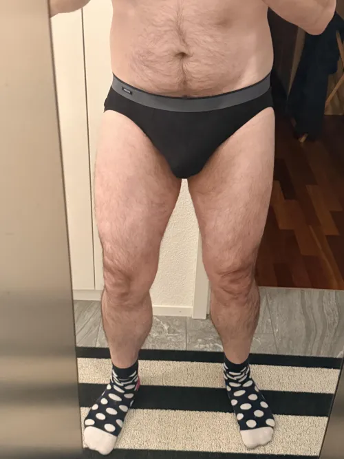 Happy briefs and socks with age 56