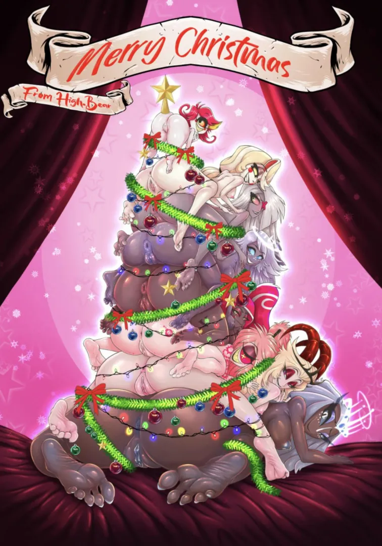 Hazbin Christmas tree (art by high-bear)