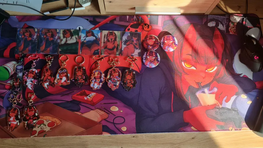 Hello buddies! No drawing update as of yet, but i felt bored and decided to show off my Meru merch cuz why not :D