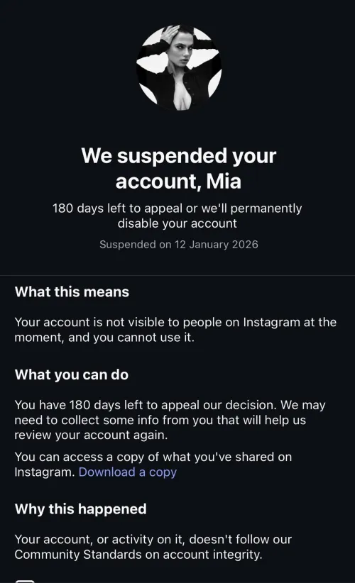 Her PATREON main-account wa suspended