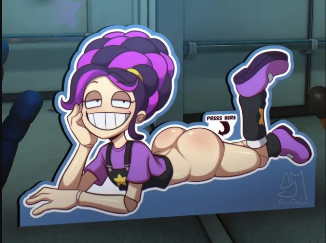 Here's a poster of Lily Love Braids by Poppy Playtime asking you to squeeze her butt.