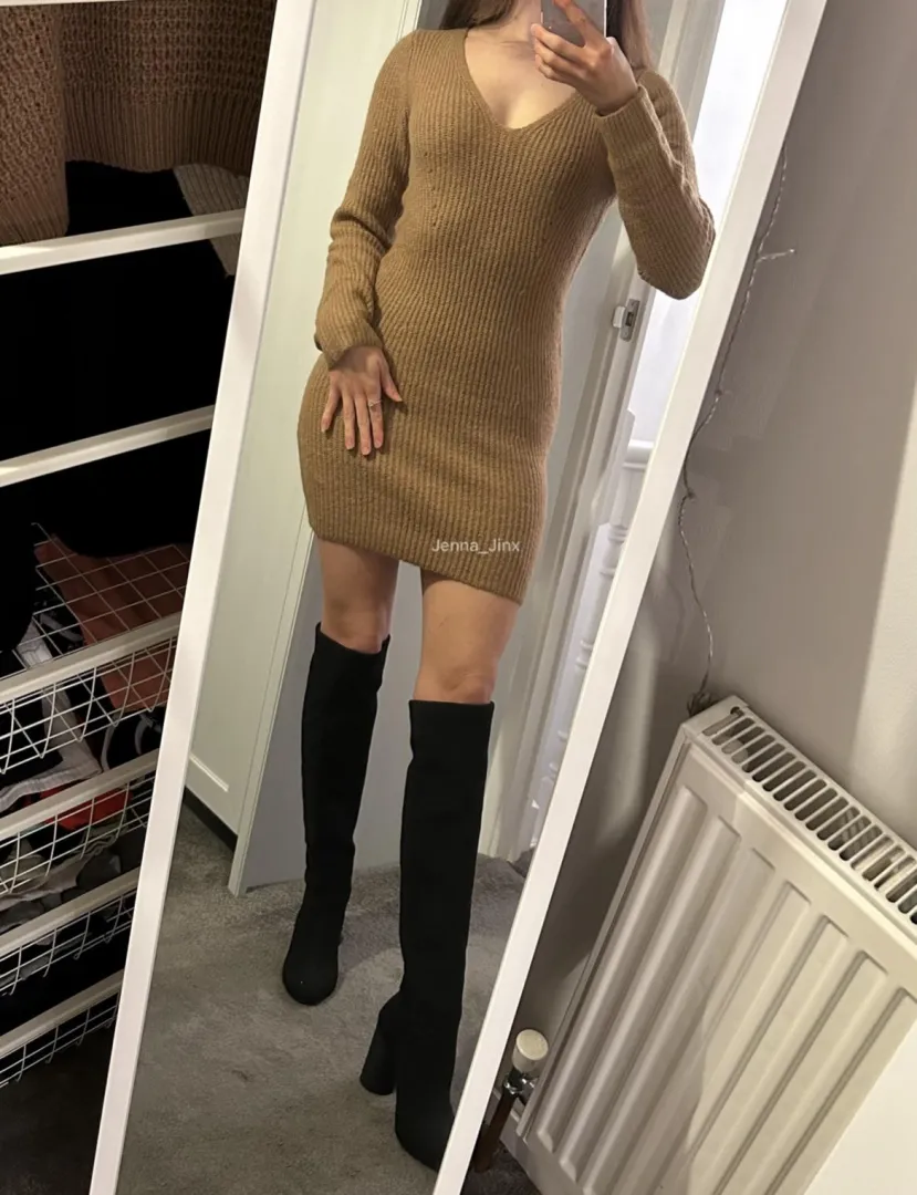 Hey, it’s my first post. I hope you like my hot boots and dress combo