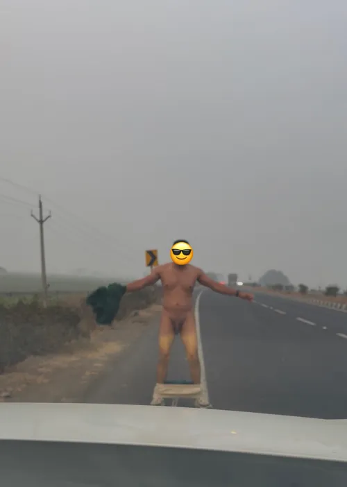 Highway broad daylight exhibition. Making sure the passing car and truck drivers have a good view