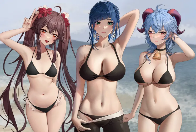 Hu Tao, Yelan, Ganyu (Genshin Impact) [renberry77]