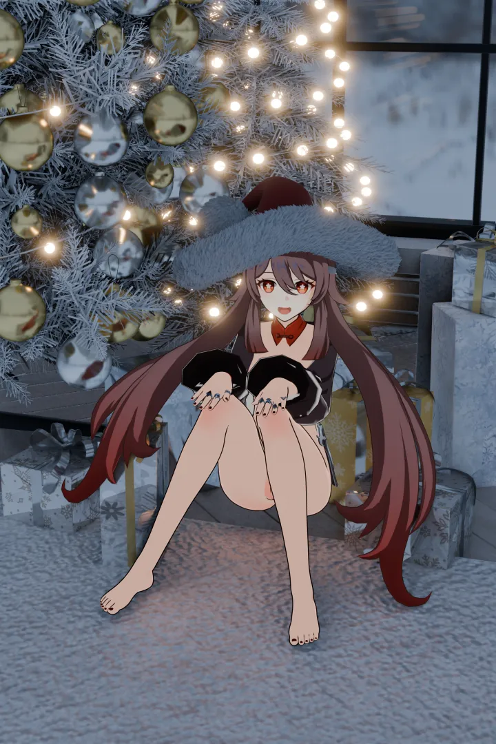 Hu Tao's Christmas Surprise! (art by me)