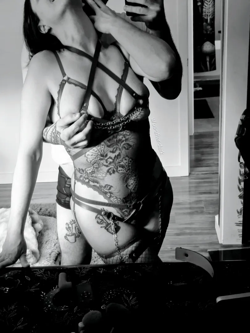 I love how this strapy set frames my boobs