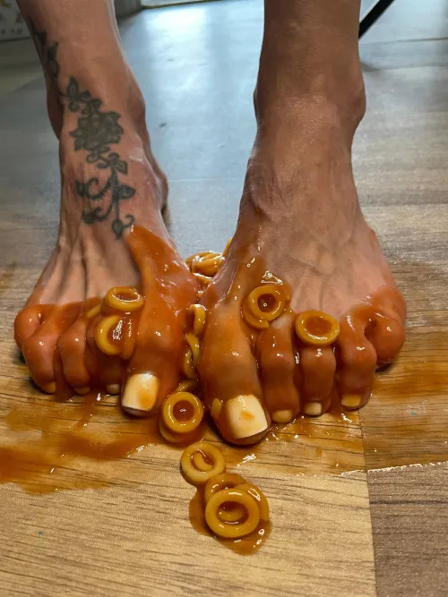 I love playing with food with my feet 