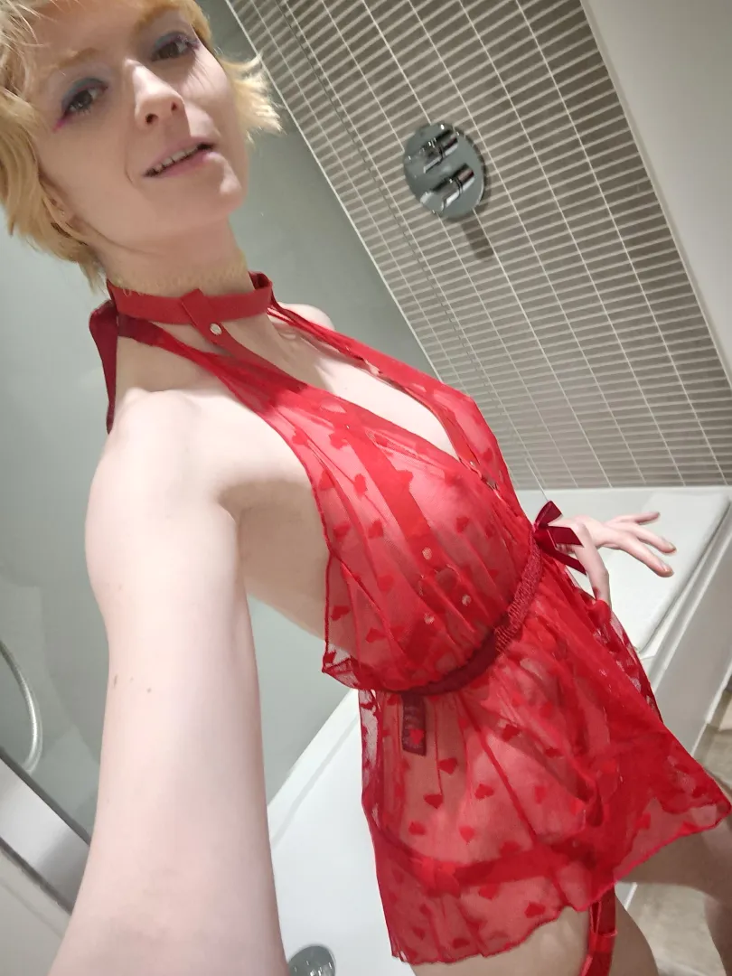 I love this red sheer top