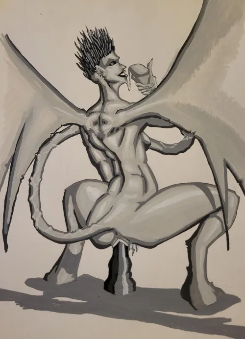 'I think she saw us', acrylic pen on paper, me(OC)