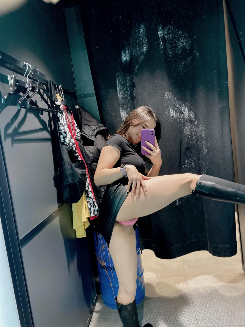 I'm having fun playing with this pussy through my panties while trying on a skirt