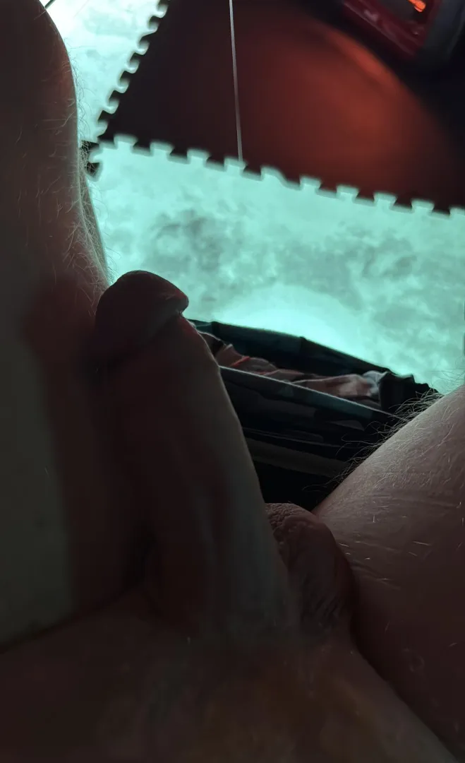 It was too hot in the tent while ice fishing.