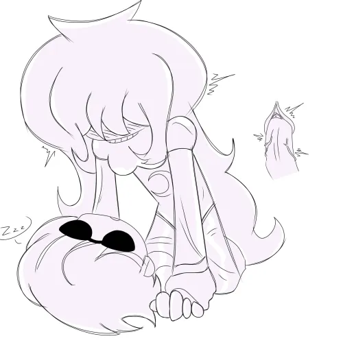 Jade riding a sleeping Dave on Prospit