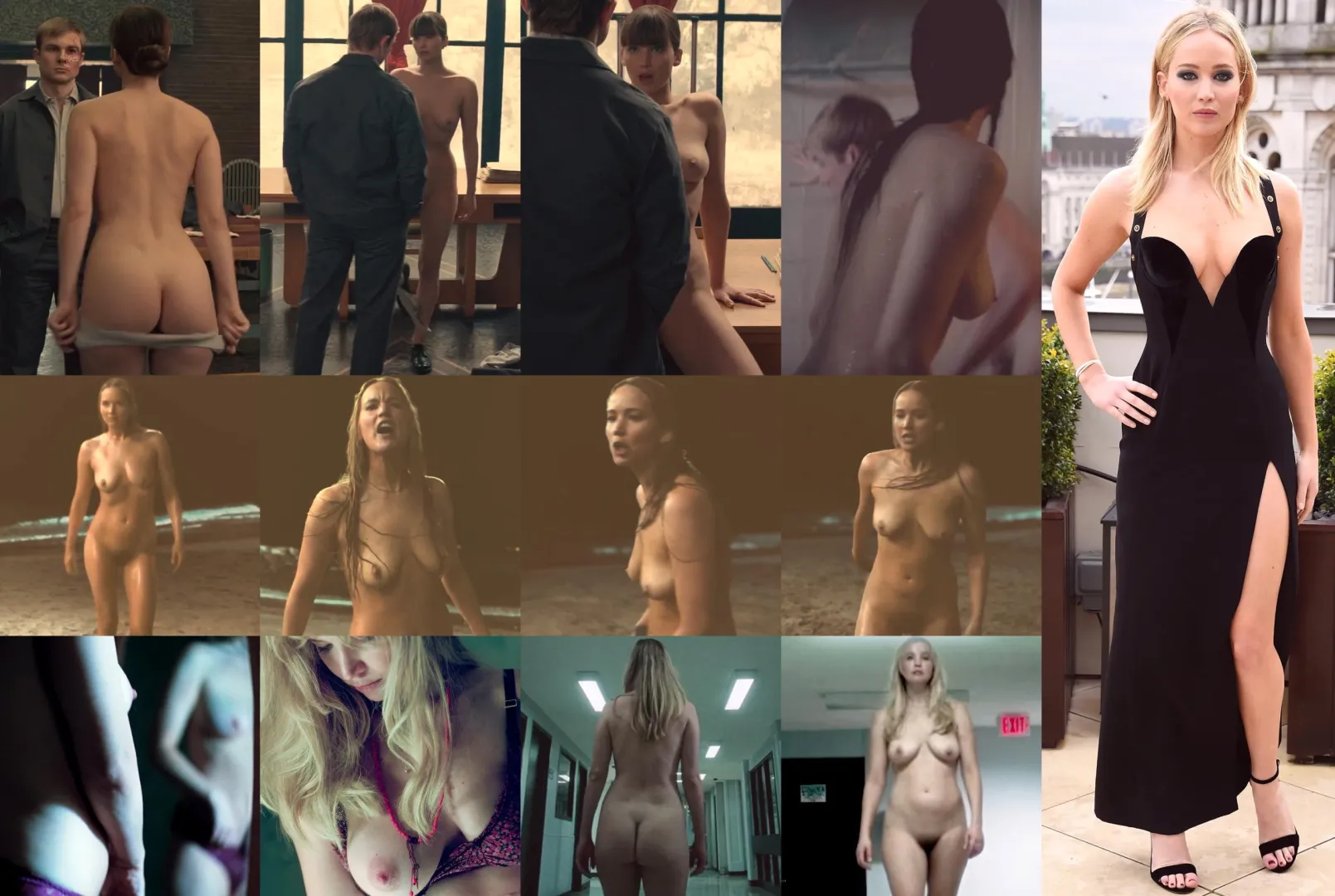Jennifer Lawrence Nude Full Frontal Collage