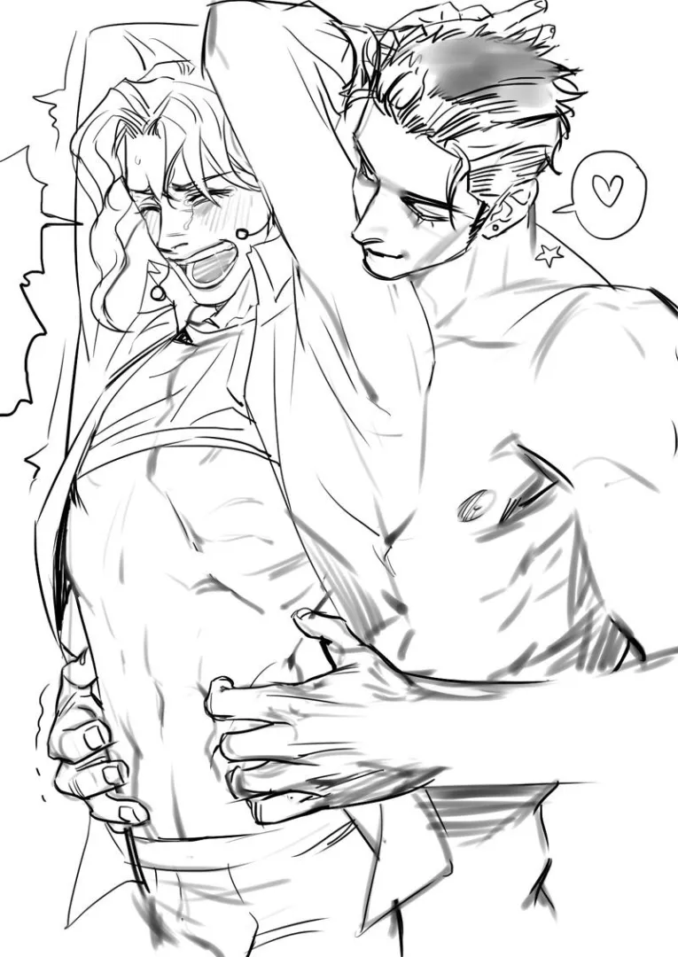 [JJBA Part 3] I stumbled across this JotaKak tickling art on Tumblr and had to share it!