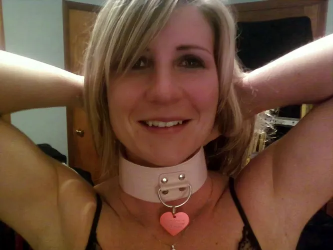 Just a happy moment showing off her collar.