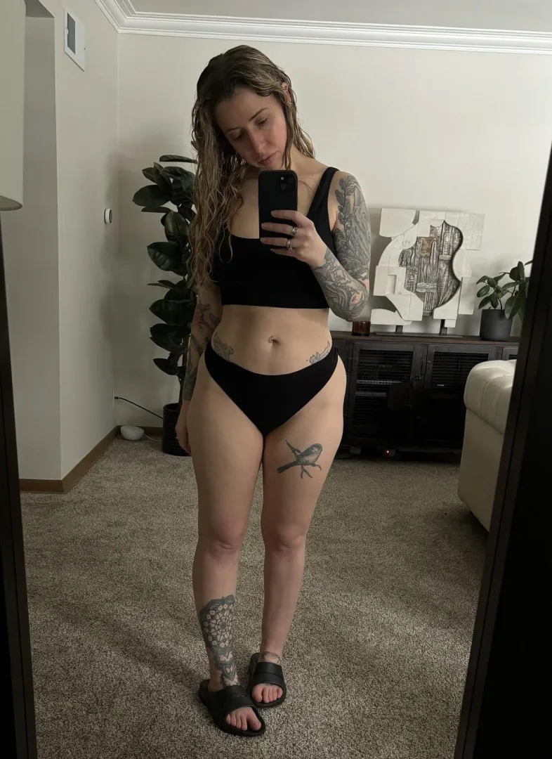 Just out of the shower