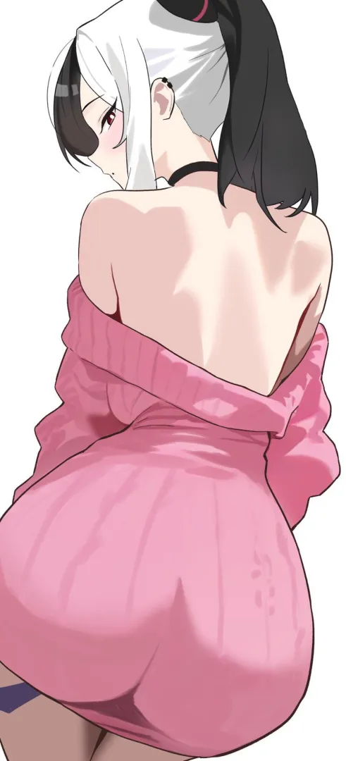 Kayoko Backside in a Pink Sweater Dress [Blue Archive]