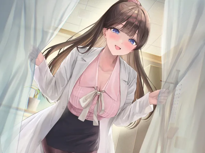 Kind teacher in the nurse's office