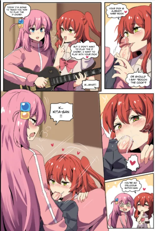 Kita Ikuyo sucking on the soft futa of her antisocial friend Hitori, comic artist (Hinghoi)