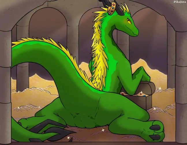 Knowing a dragon's been sliding its moist bits over a pile of treasure sure adds another dimension of value to things... [F] (Pikajota)