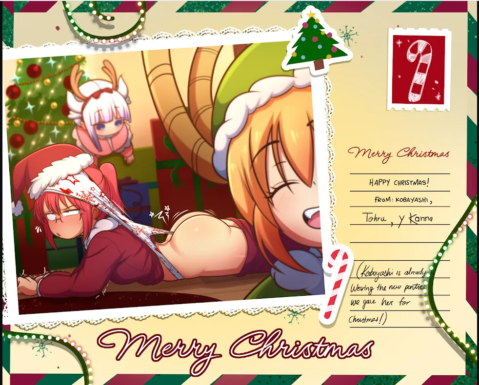 kobayashi wedgie christmas with christmas card