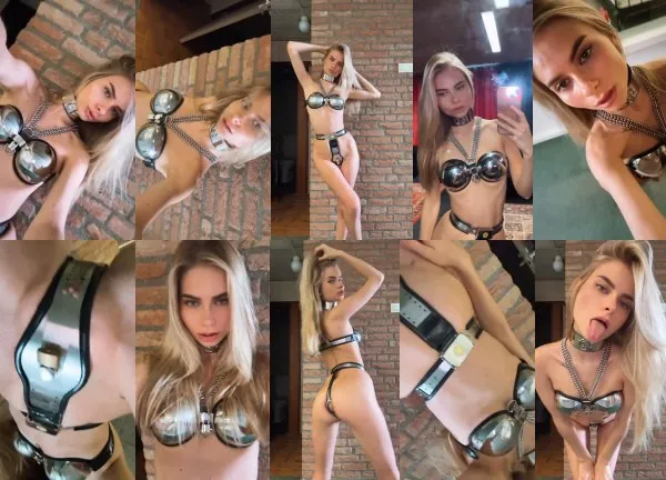 Ksenia in full chastity gear