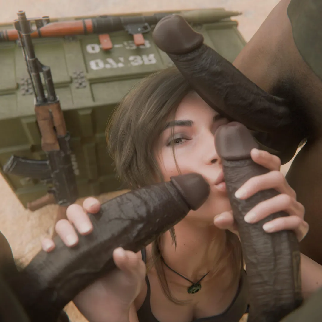 Lara enjoying some downtime with the locals (Doghead)
