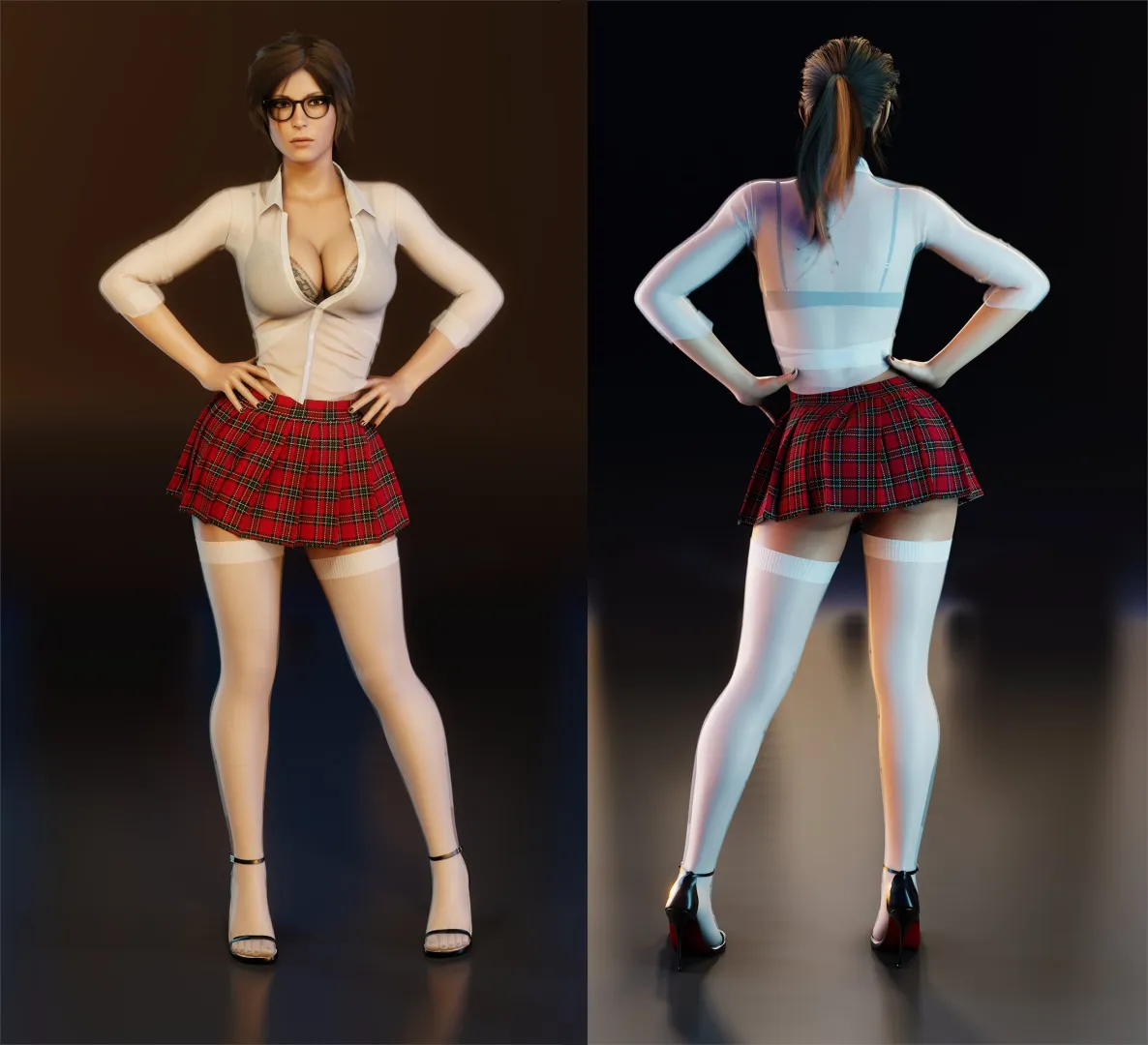 Lara in her schoolgirl outfit (SentinelArt)