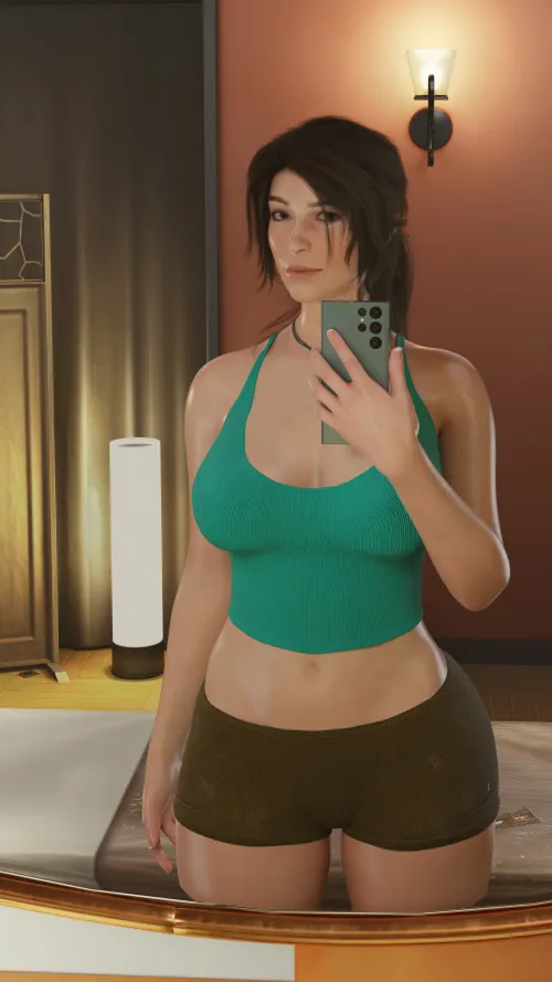 Lara takes a selfie after her massage (SerahArt3D)