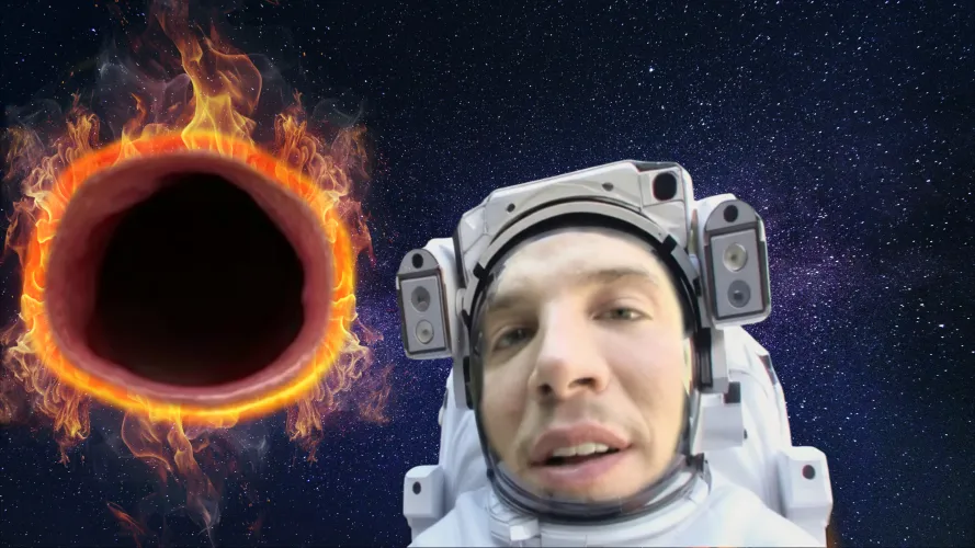 Last moment of an ASStronaut entering a gaping black hole!!!!!