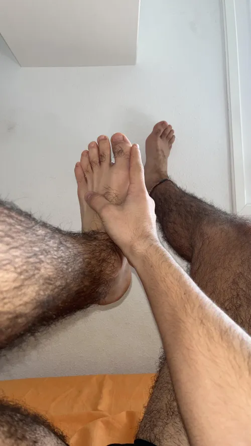 Last night was insane...  Woke up like this, too tired to move. Anyone want to help me relax these tired, hairy legs? 