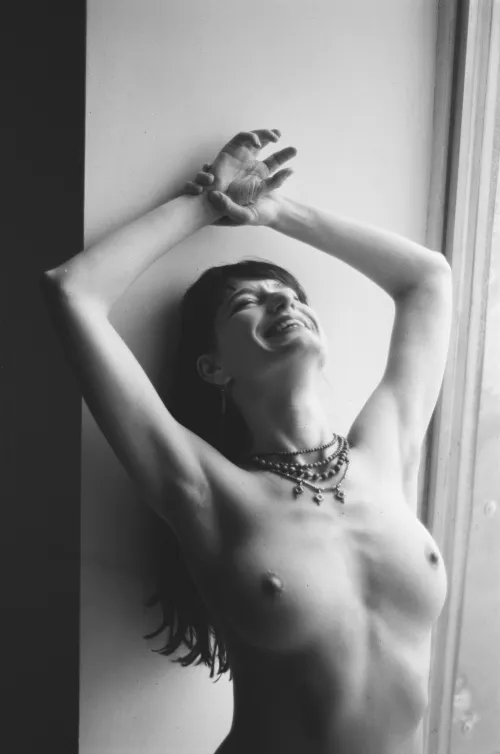 Laughing film shot by the window