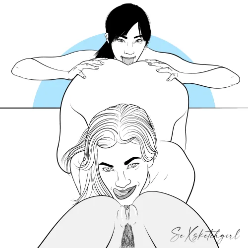 Lesbian threesome (by Sexsketchgirl)