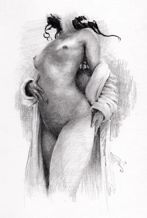 Like a Statue, in graphite, by Me