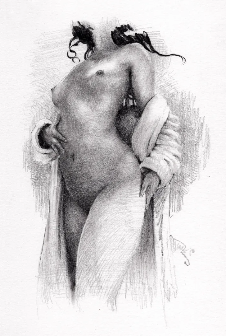 Like a Statue, in graphite, by Me