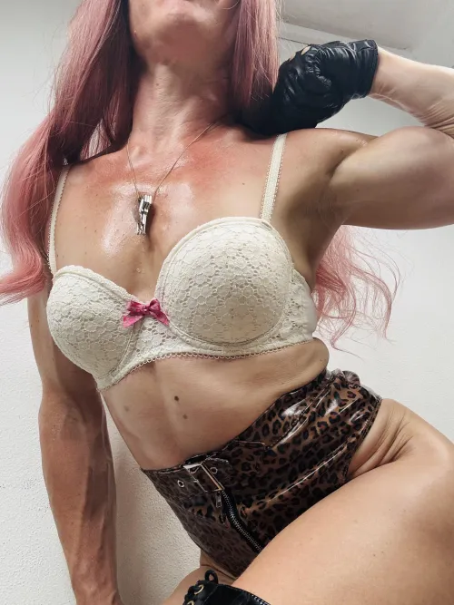 Lock yourself up. Kneel properly. Your Goddess keeps the key on a chain.