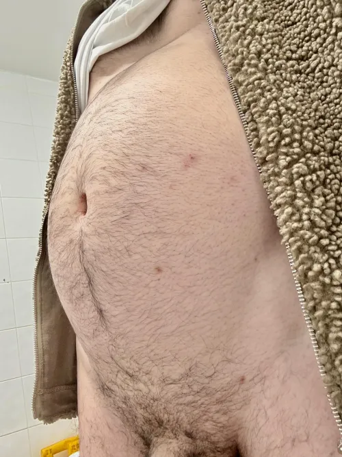 Looking like a bear at work in this fleece 