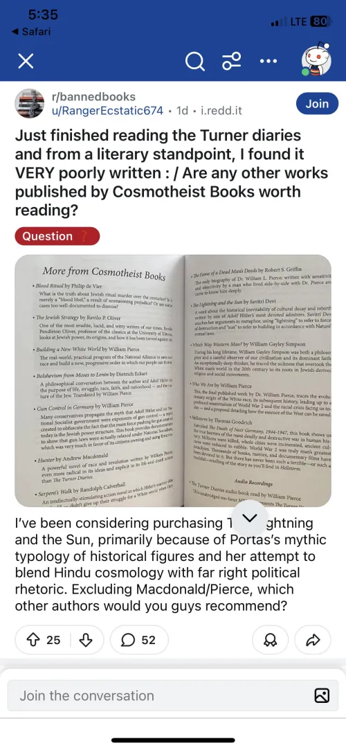 Loudly asking this in the bookstore while carrying my I READ BANNED BOOKS totebag.