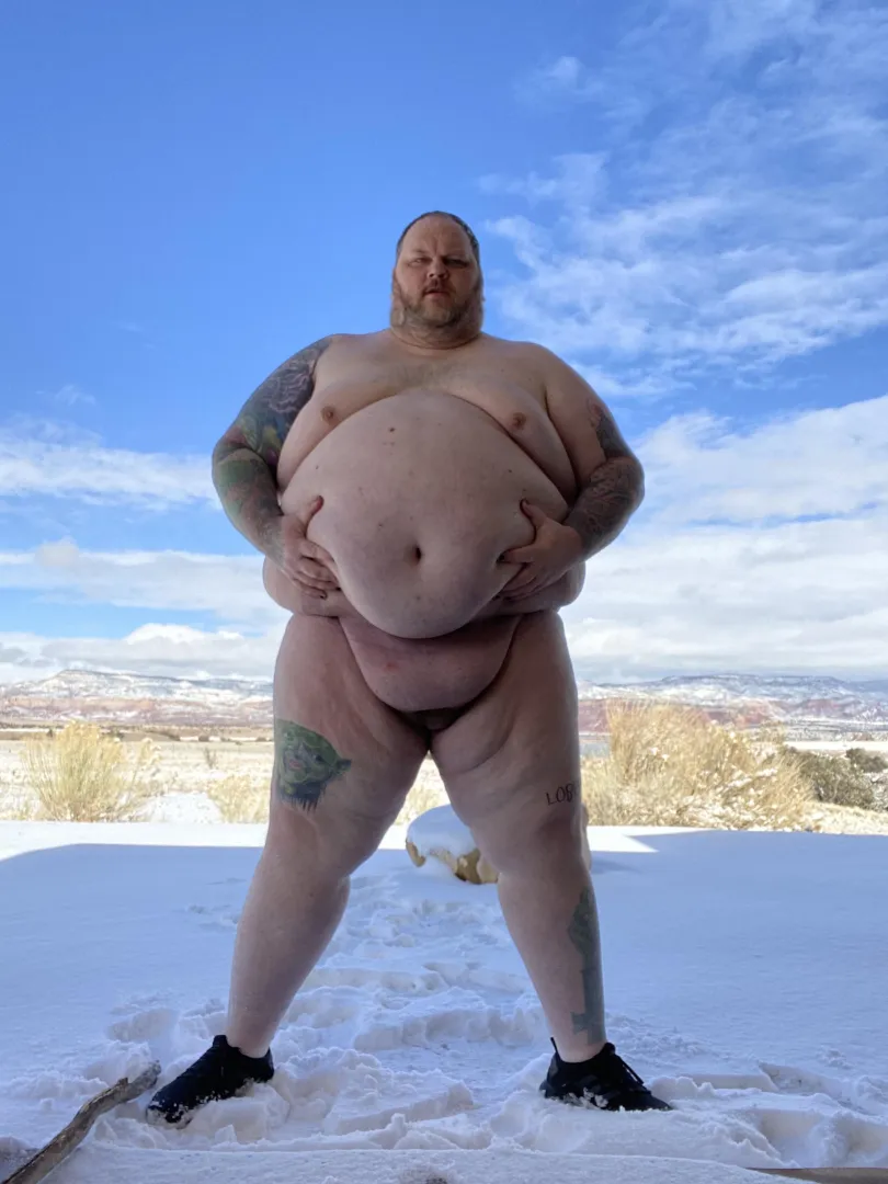 Love being naked and playing with my belly outdoors