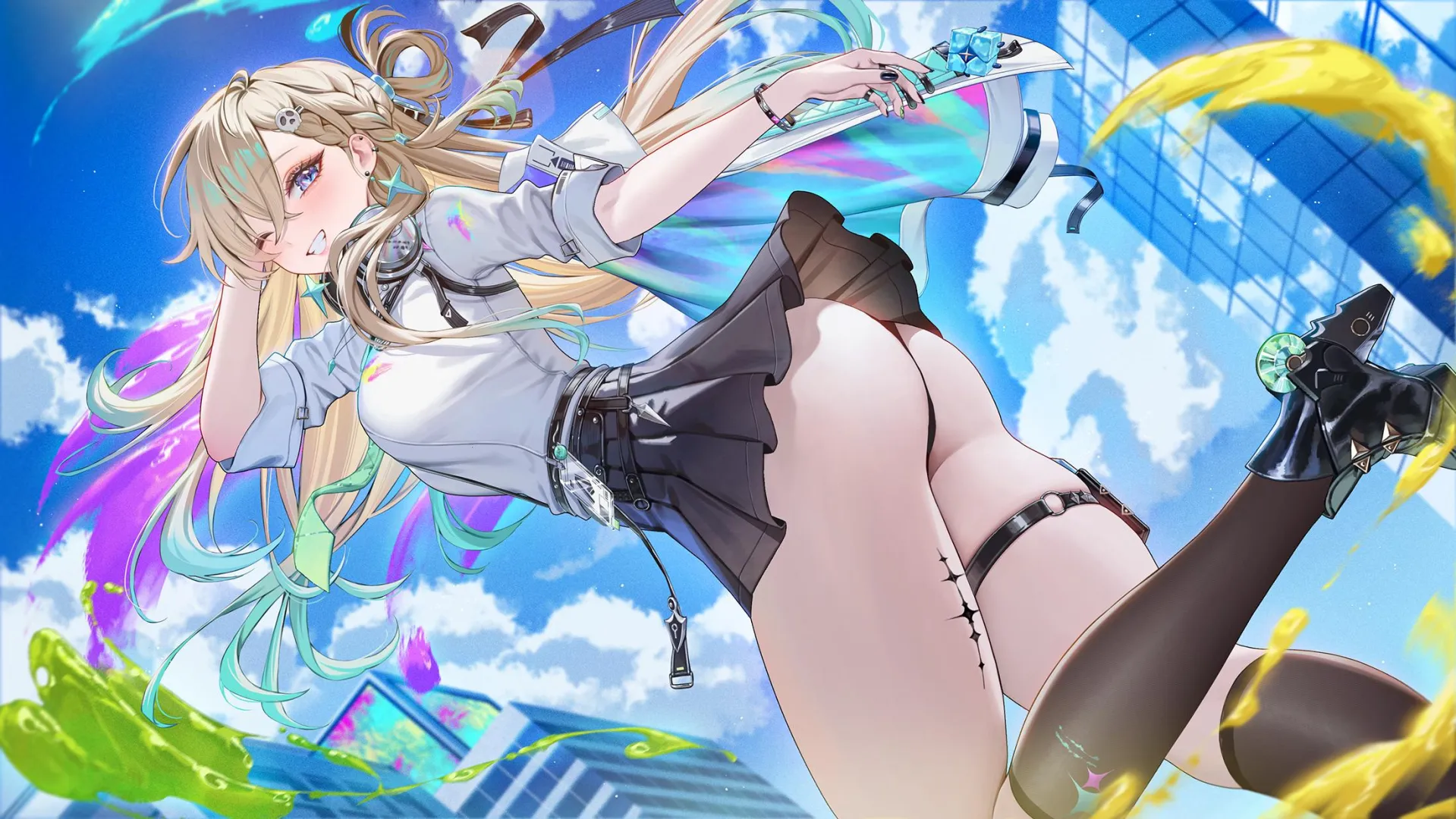 Lynae's skirt shows alot