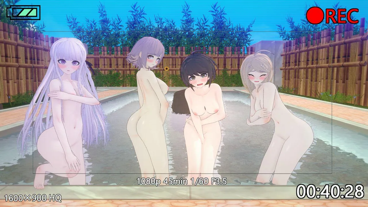 Main protag girls being recorded during a bath
