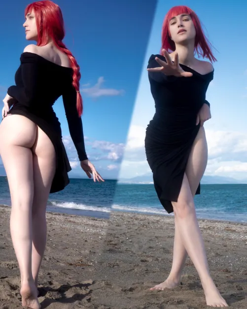 Makima on the beach (by Milashiroki)