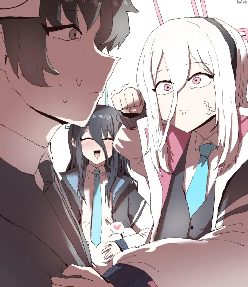 Mine Explaining? (Aris, Kei, Sensei; art by @kai_xin)