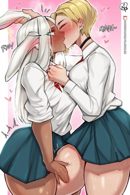 Mirko & ryuku having passionate and sloppy kisses (Almualim) [my hero academia]