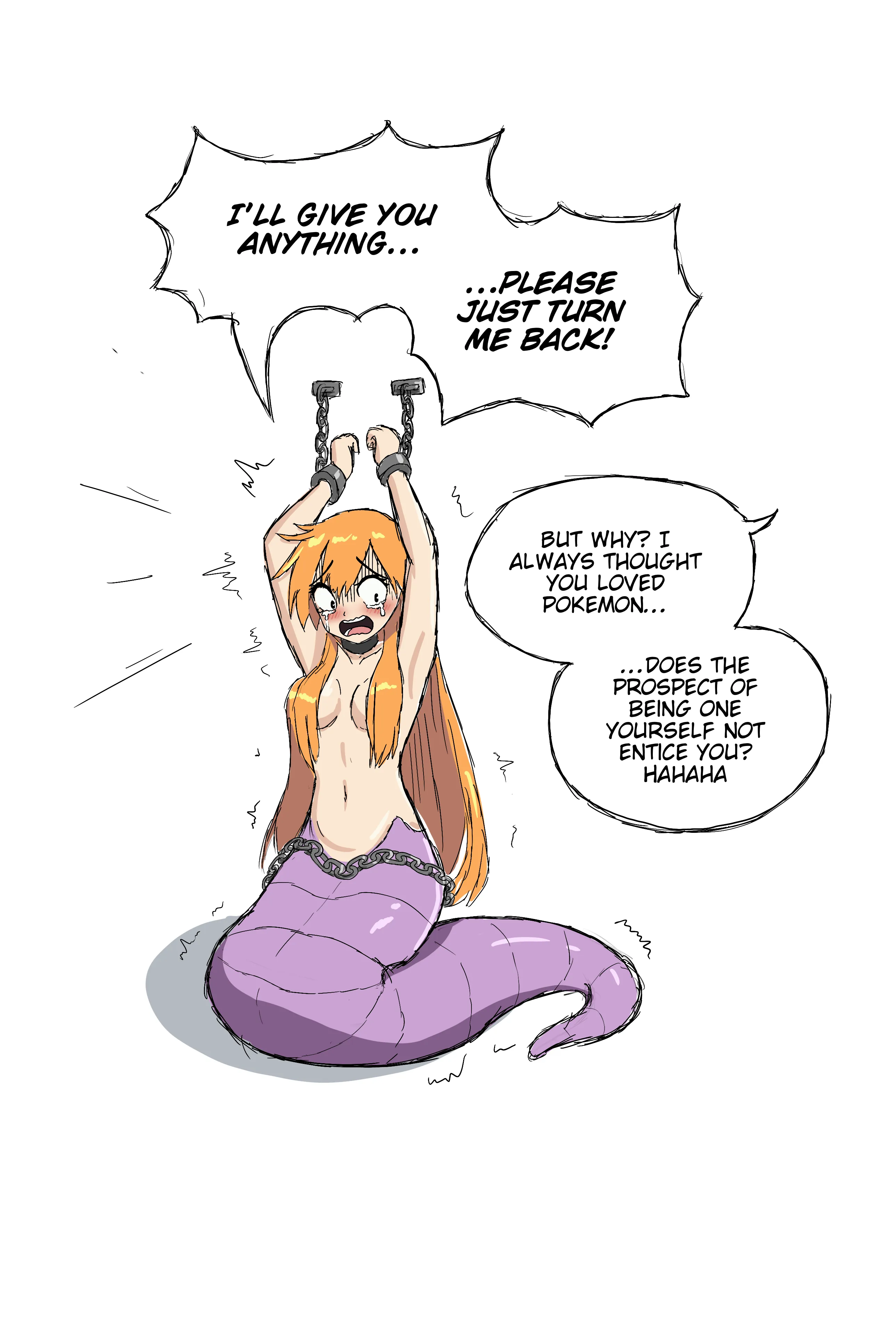 Misty gets turned into a Pokemon Lamia by Team Rocket