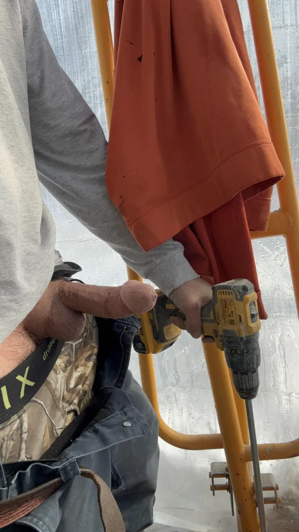 Mixing some mortar with my cock out, would you help me out if you seen me working like this