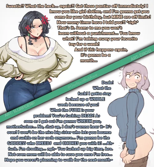 Mom punishes you... or does she? [Commission] [Sister] [Futa chastity]