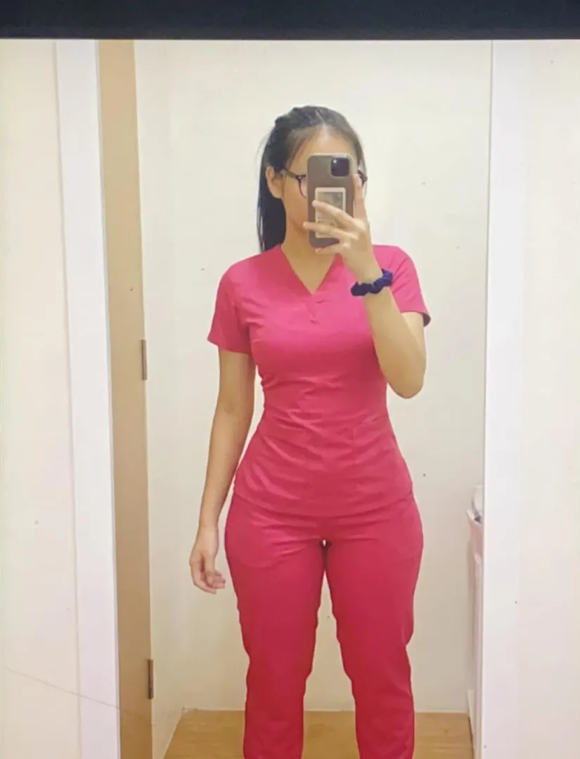 mommy's been working out just to look good in scrubs ☺️